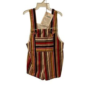 NWT Vintage crompton corduroy Striped short Overalls with Pocket no size